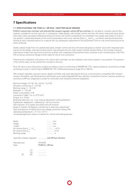 PVSR-E volume flow controller_rectangular - Pichler