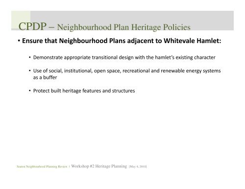 Workshop #2 Heritage: Whitevale Road Corridor - City of Pickering