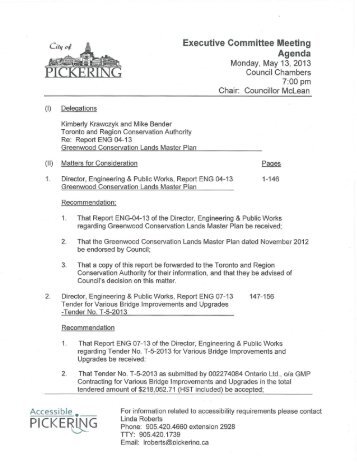 Executive Committee Meeting Agenda - City of Pickering