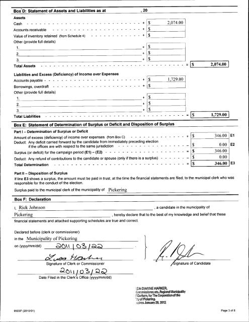 Auditor's Report - City of Pickering