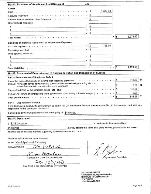 Auditor's Report - City of Pickering