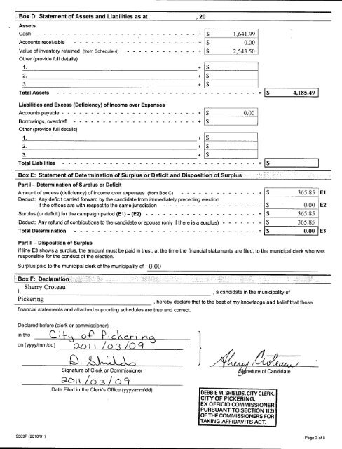 Auditor's Report - City of Pickering