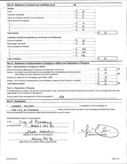 Auditor's Report - City of Pickering