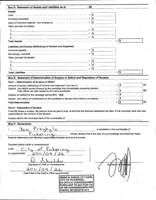 Auditor's Report - City of Pickering