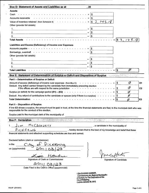 Auditor's Report - City of Pickering