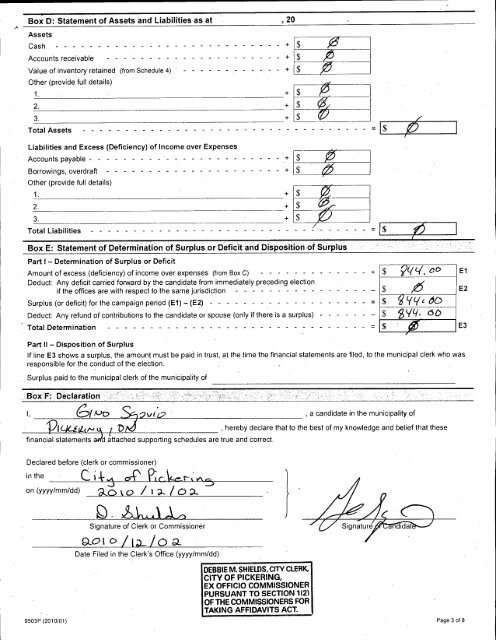 Auditor's Report - City of Pickering