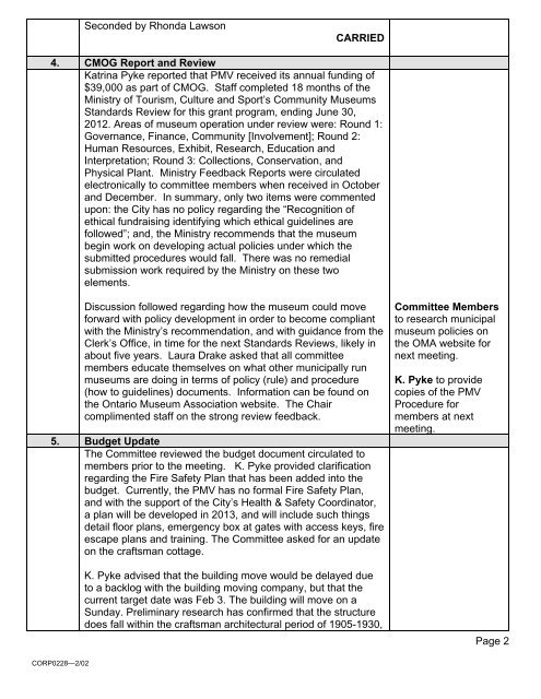 Advisory Committee Minutes - January 22, 2013 - City of Pickering