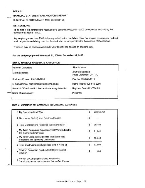 2006 Financial Statements - City of Pickering