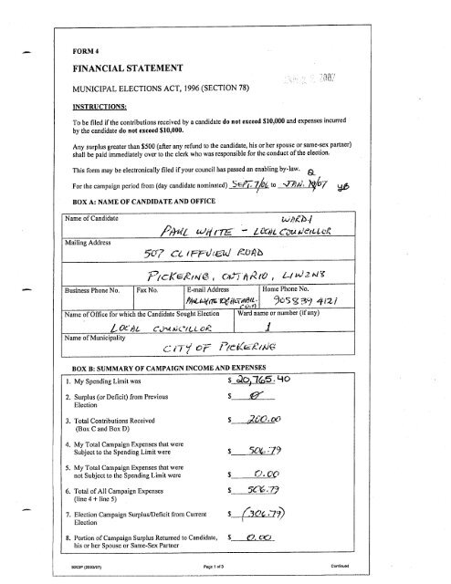 2006 Financial Statements - City of Pickering