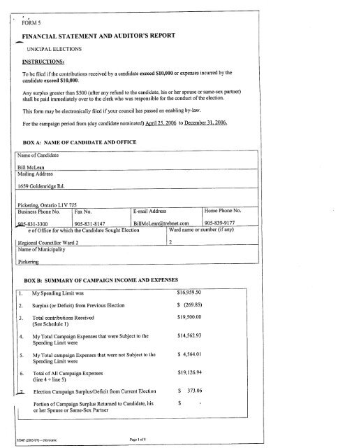 2006 Financial Statements - City of Pickering