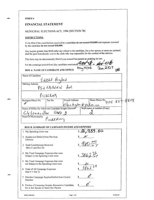 2006 Financial Statements - City of Pickering