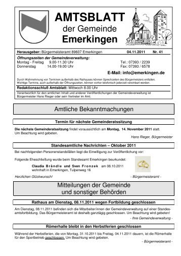 AMTSBLATT - Gemeinde Emerkingen