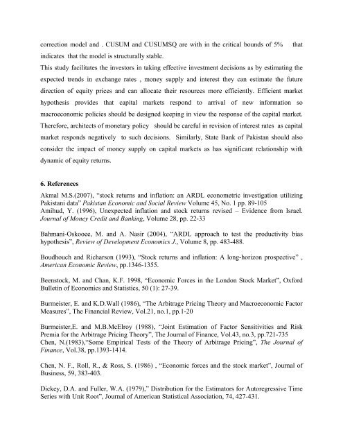 Macroeconomic Factors and Equity Prices - Pakistan Institute of ...