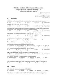 Sample Paper for Pre-entry Test - Pakistan Institute of Development ...