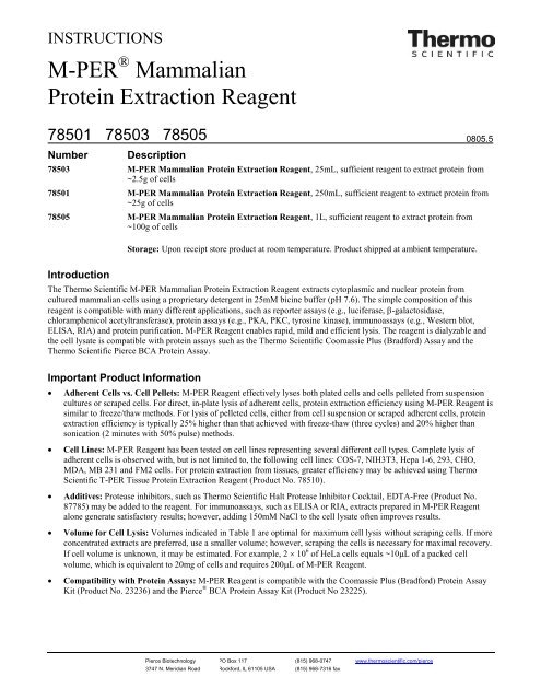 M-PER Mammalian Protein Extraction Reagent - Pierce