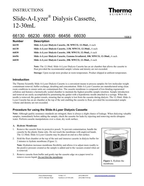 Slide-A-Lyzer Dialysis Cassette, 12-30mL - Pierce