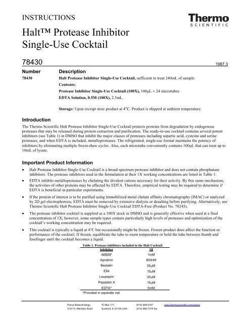 Haltâ„¢ Protease Inhibitor Single-Use Cocktail - Pierce