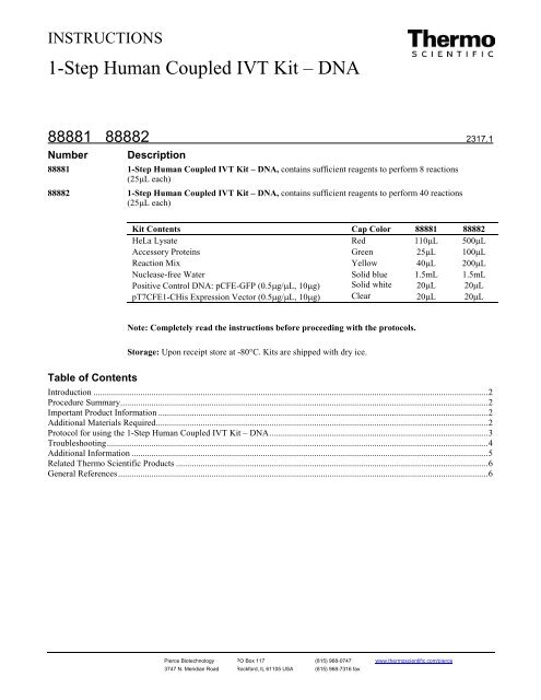 1 Step Human Coupled Ivt Kit A Dna Pierce 1 Step Human Coupled Ivt Kit A Dna Pierce