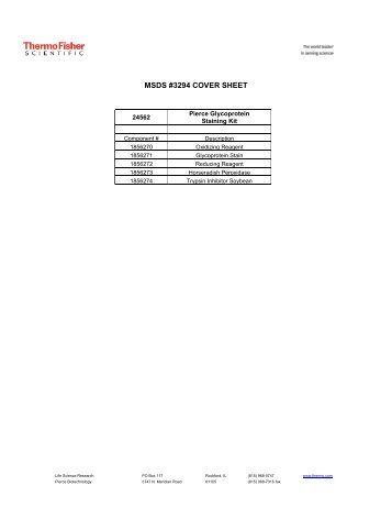 MSDS #3294 COVER SHEET - Pierce