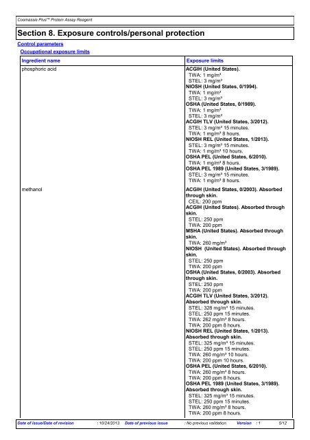 Page 1 Coomassie PlusTM Protein Assay Reagent 0023238 ...