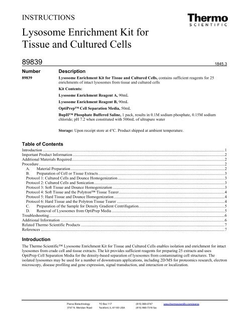 Lysosome Enrichment Kit for Tissue and Cultured Cells - Pierce