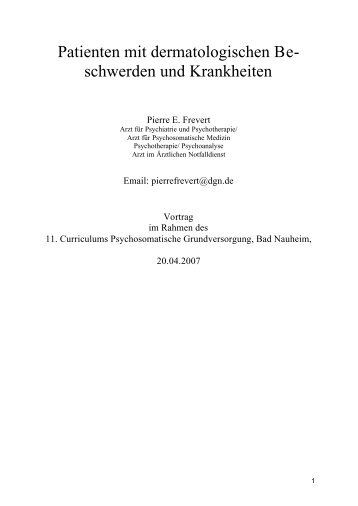 Psychosomatische Dermatosen - Praxis Pierre E. Frevert