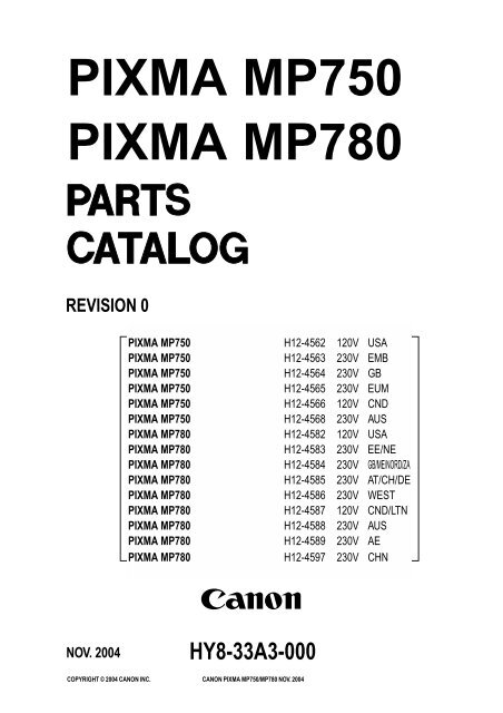 PIXMA MP750 PIXMA MP780 - Piezas y Partes