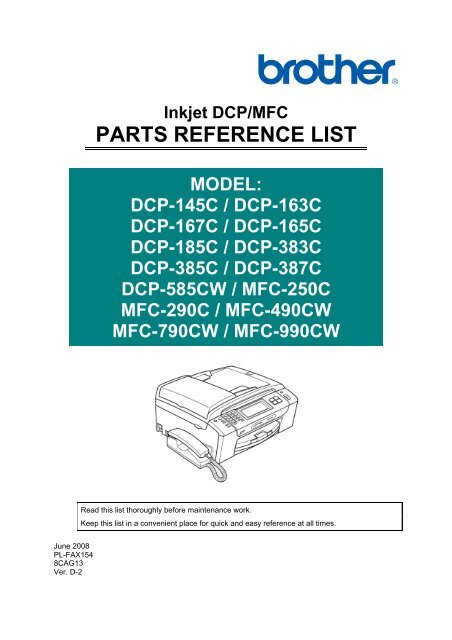 note for using this parts reference list - Piezas y Partes