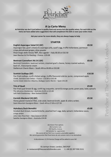 Petrichor-A la Carte Menu