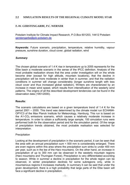 2.2 SIMULATION RESULTS OF THE REGIONAL CLIMATE MODEL ...