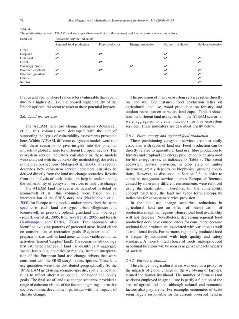 The vulnerability of ecosystem services to land use change