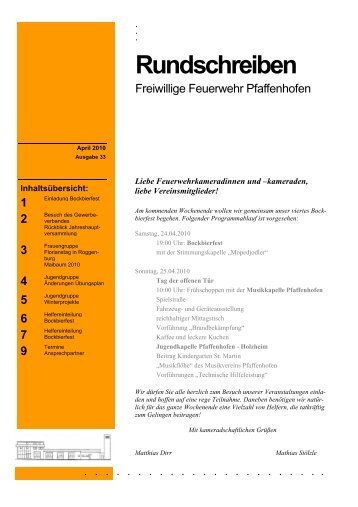 Rundschreiben - Freiwillige Feuerwehr Pfaffenhofen