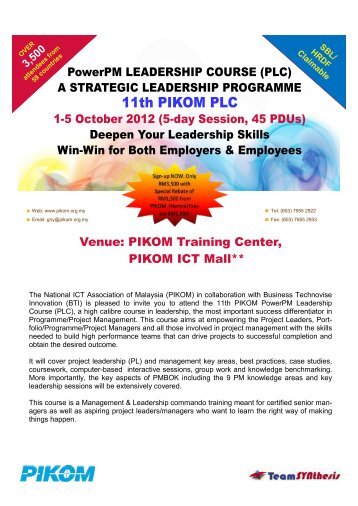 the Training Course details & Registration Form - Pikom