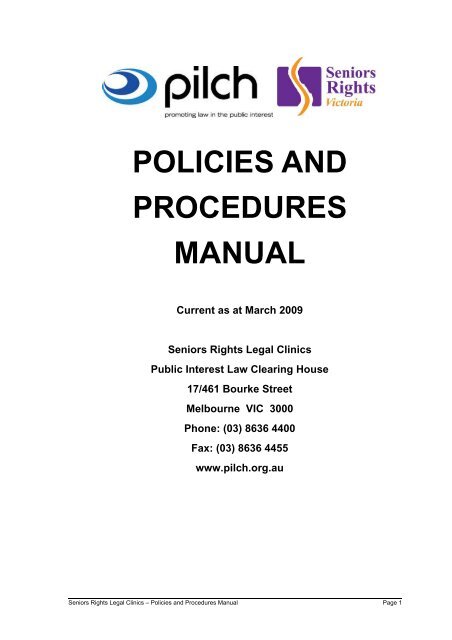 policies and procedures manual - pilch