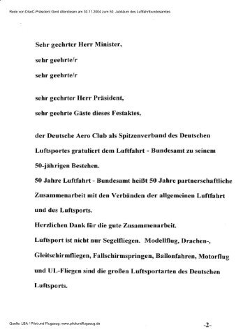 Rede von DAeC-PrÃ¤sident Gerd Allerdissen am 30.11.2004 zum 50 ...