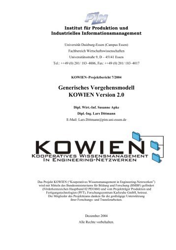 Generisches Vorgehensmodell KOWIEN Version 2.0 - Institut fÃ¼r ...