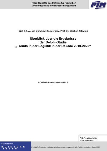Trends in der Logistik in der Dekade 2010-2020 - Institut fÃ¼r ...