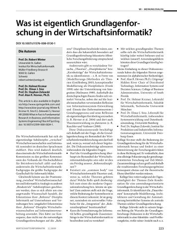 Was ist eigentlich Grundlagenforschung in der Wirtschaftsinformatik?