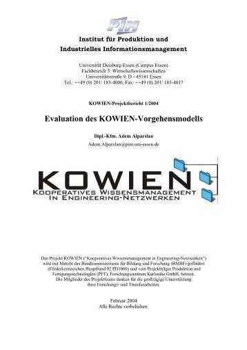 Evaluation des KOWIEN-Vorgehensmodells - Institut fÃ¼r Produktion ...