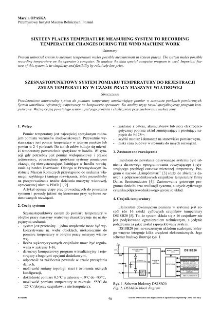 M. Opaska - PrzemysÅowy Instytut Maszyn Rolniczych w Poznaniu ...