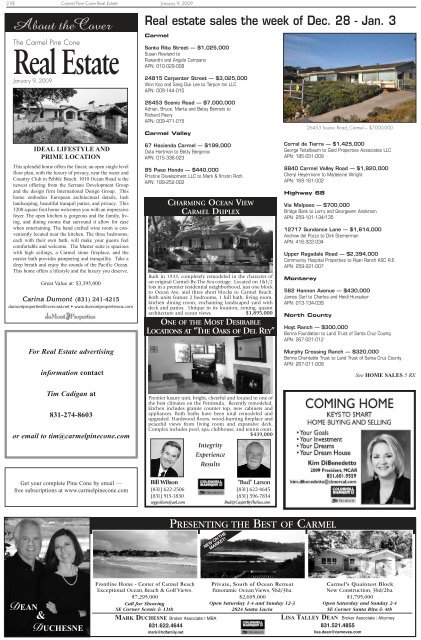 Carmel Pine Cone, January 9, 2009 (real estate) - The Carmel Pine ...