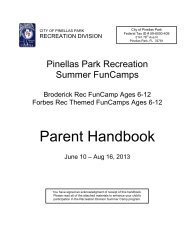 2013 Summer Camp Parent Handbook - City of Pinellas Park