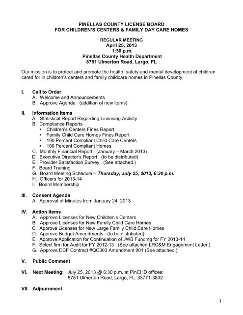 Regular Meetings - Pinellas County Health Department