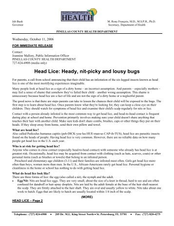 Head Lice - Pinellas County Health Department