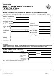 SUPPORT STAFF APPLICATION FORM THE PINGLE SCHOOL