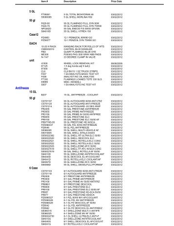 Price List - FO Price Lists By Pricing Grp - Flamingo Oil