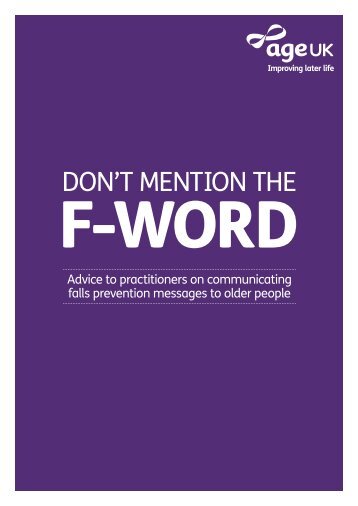 'Don't mention the F-Word' - Falls Prevention in SA