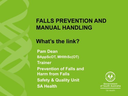SA Health PowerPoint Template - Green - Falls Prevention in SA