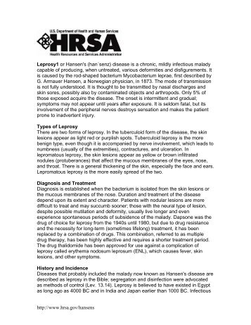 Definition of Hansen's Disease - HRSA