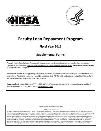 Faculty Loan Repayment Program Package Forms - HRSA